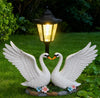 Solar Resin Swan Garden Statue